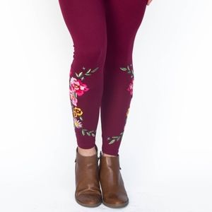 A&D embroidered leggings DARK BERRY